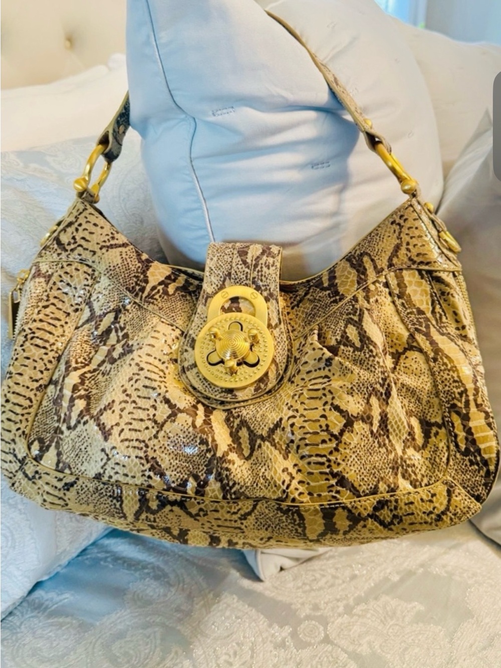 Steve Madden Animal Print Shoulder Bag with Gold Hardware